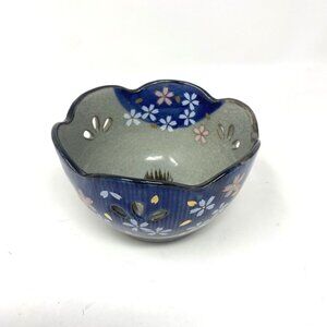 Vintage Arita Japanese Porcelain Flower Bud Pot Prongs Tealight Candle